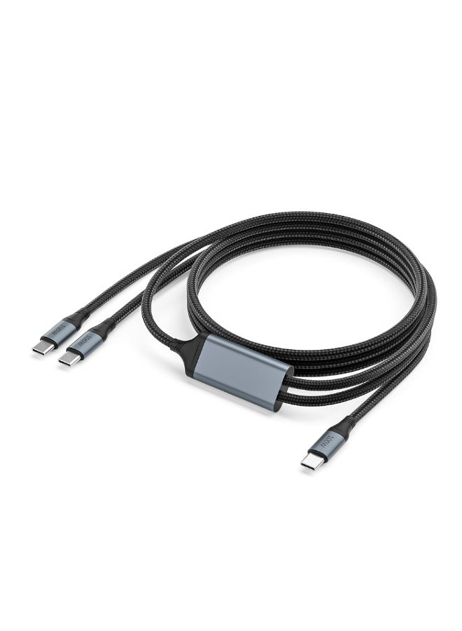 Talzeo 100W 2-in-1 USB-C Fast Charging Cable – Dual High-Speed Power & Sync Cable - Image 1